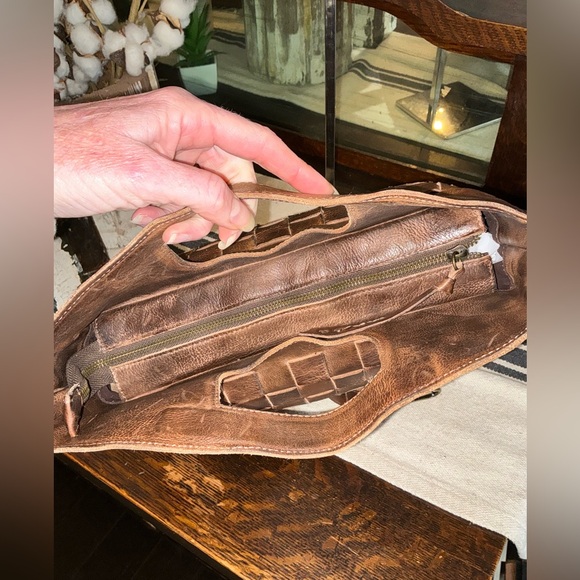 Bed Stu Orchid Woven Leather Handbag Crossbody Bag Teak Brown Retail $280 - Picture 10 of 12